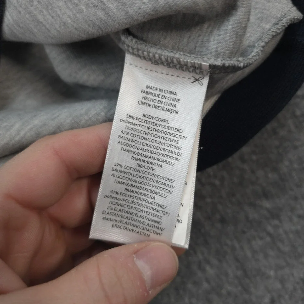 Polo Ralph Lauren Hoodie Mens Medium Gray Spellout Logo Pullover Stripe Stretch